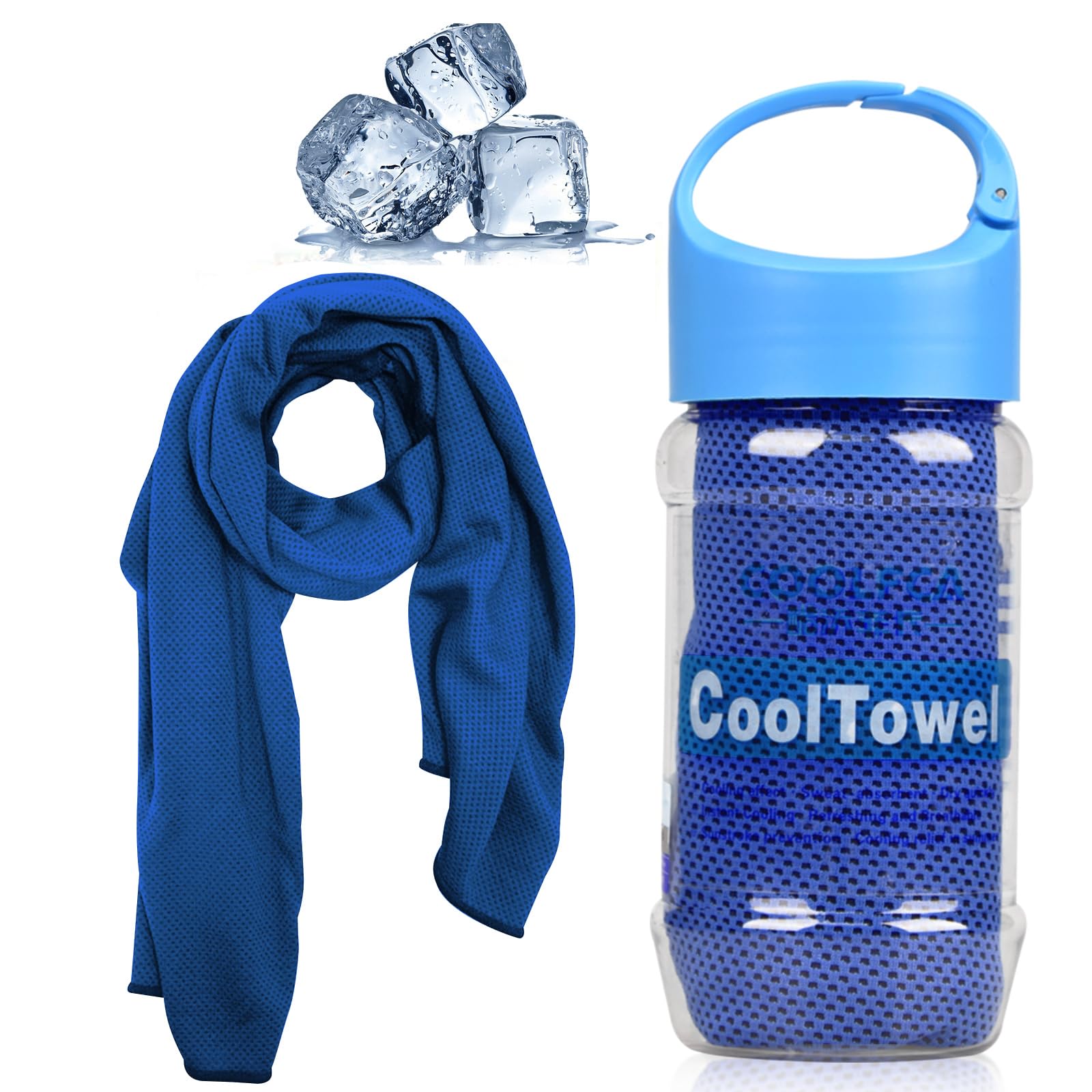 Vakki Royal Blue Cooling Towel, Ice Cold Sports Sweat Towels For Instant Relief Perfect Coolings Scarf Neck,Forehead, Wristband, Bandana, Stay Cool From Over Heating During All Kinds Of Sport And Exercise
