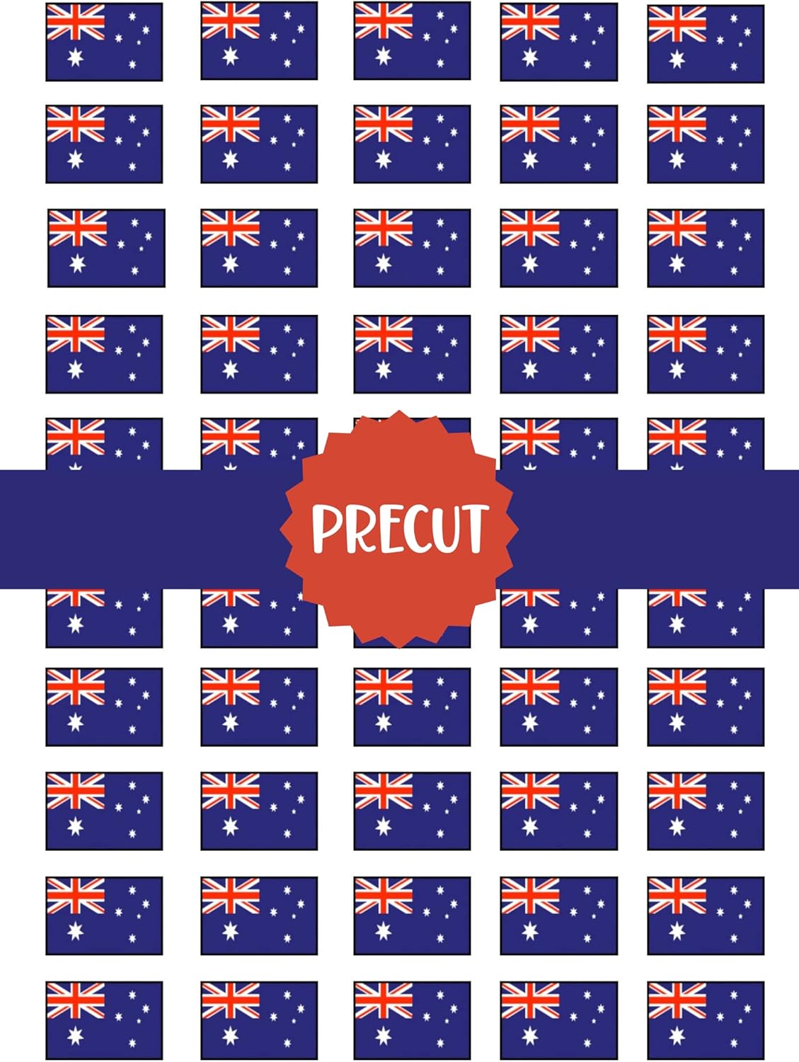 48 PRECUT Australian Flag, Edible Mini Cupcake Toppers,Edible Mini