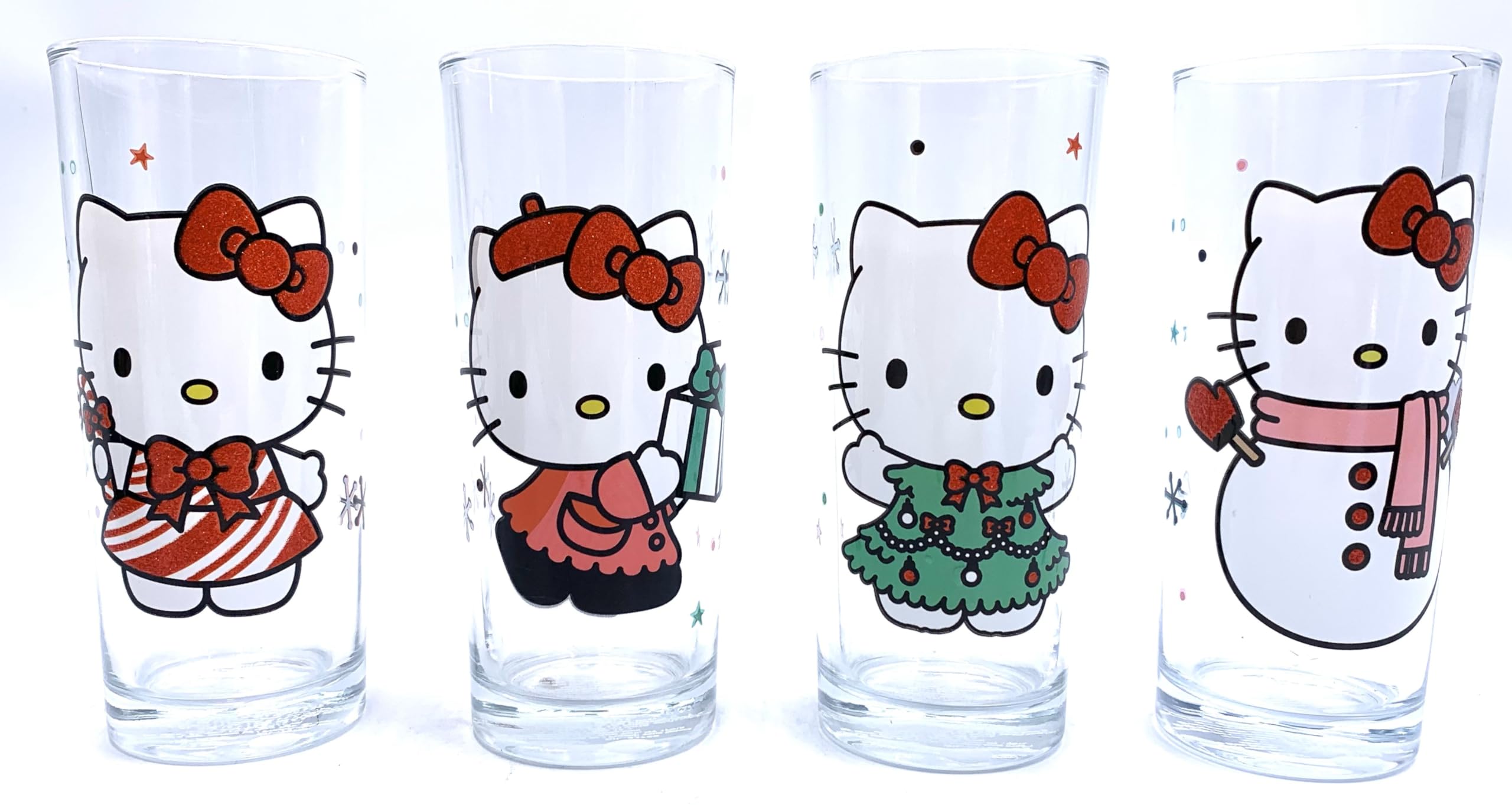 Silver Buffalo Sanrio Hello Kitty Glitter 4pc Christmas Holiday