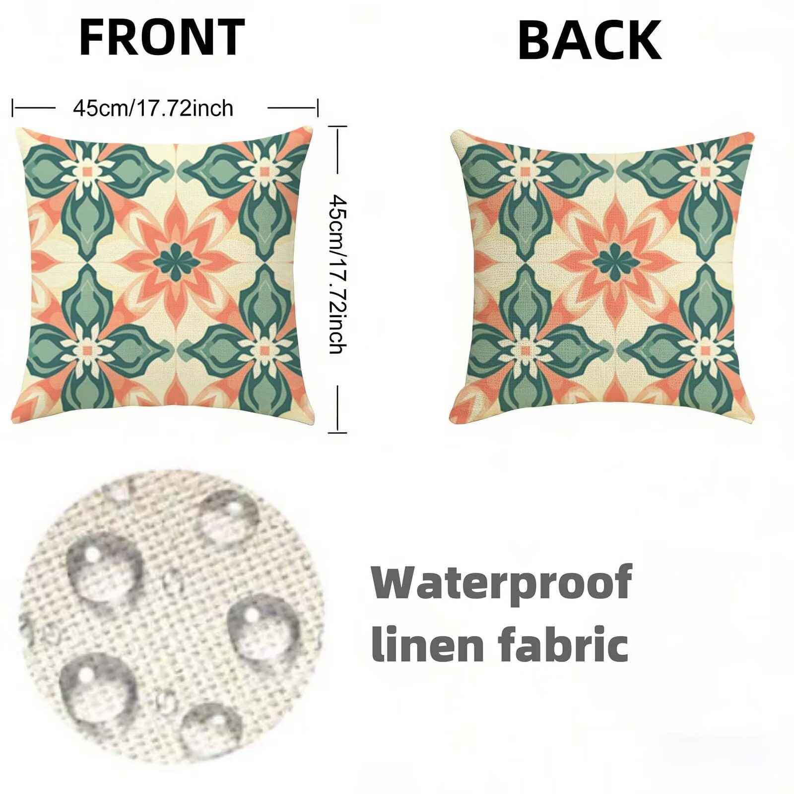 Fundas Cojines 80x80 cm Beige Juego de 2, Impermeable Exterior Funda Cojin Lino, Cómodo Transpirables, Antimanchas y Durable Funda de Cojines Bohemia Primavera Salón, Dormitorio Decoración Hogar X-314