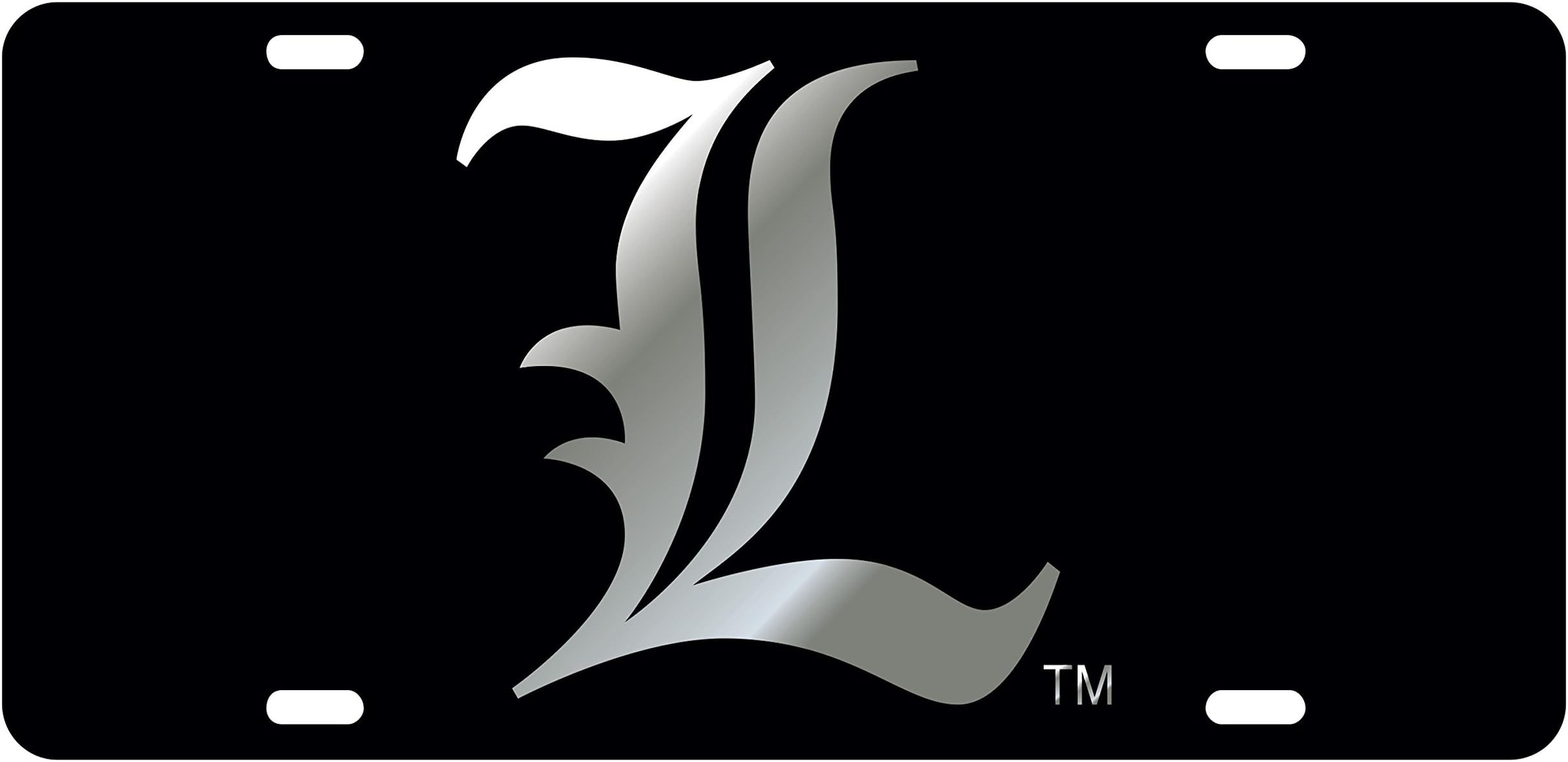 Louisville Cardinals Laser Cut Inlaid Acrylic Black Plate w/L Logo