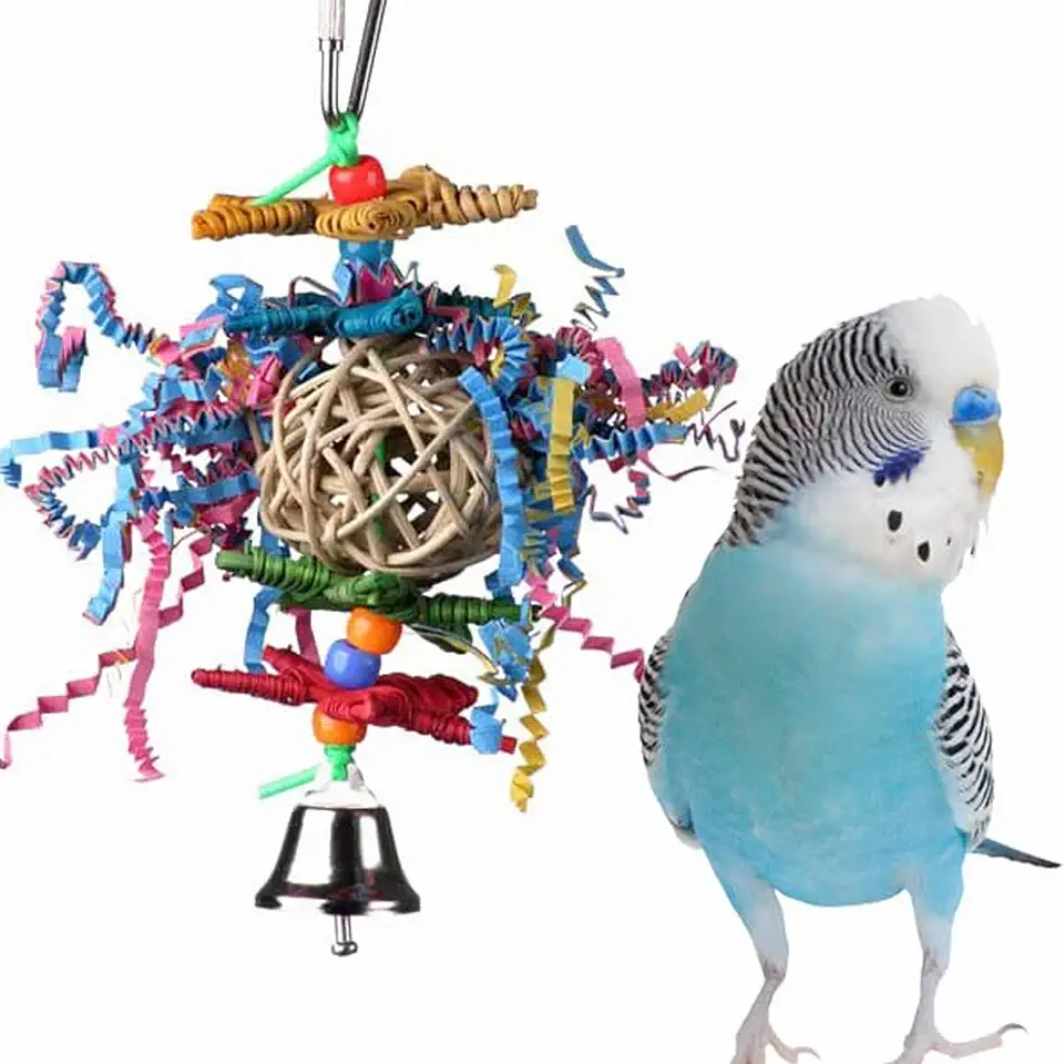 Super Bird Creations SB541 Crinkle Crinkle Little Star Bird Toy - Small Bird Size, Parrotlets, Cockatiels, Lovebirds - Foraging &amp; Chew Toy - Stimulating Bird Toy for Enrichment - 6" x 2"