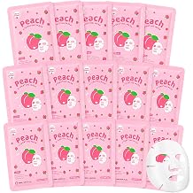 15 Pack Peach Face Masks Skincare for Girls and Women,Hydrating Facial Mask