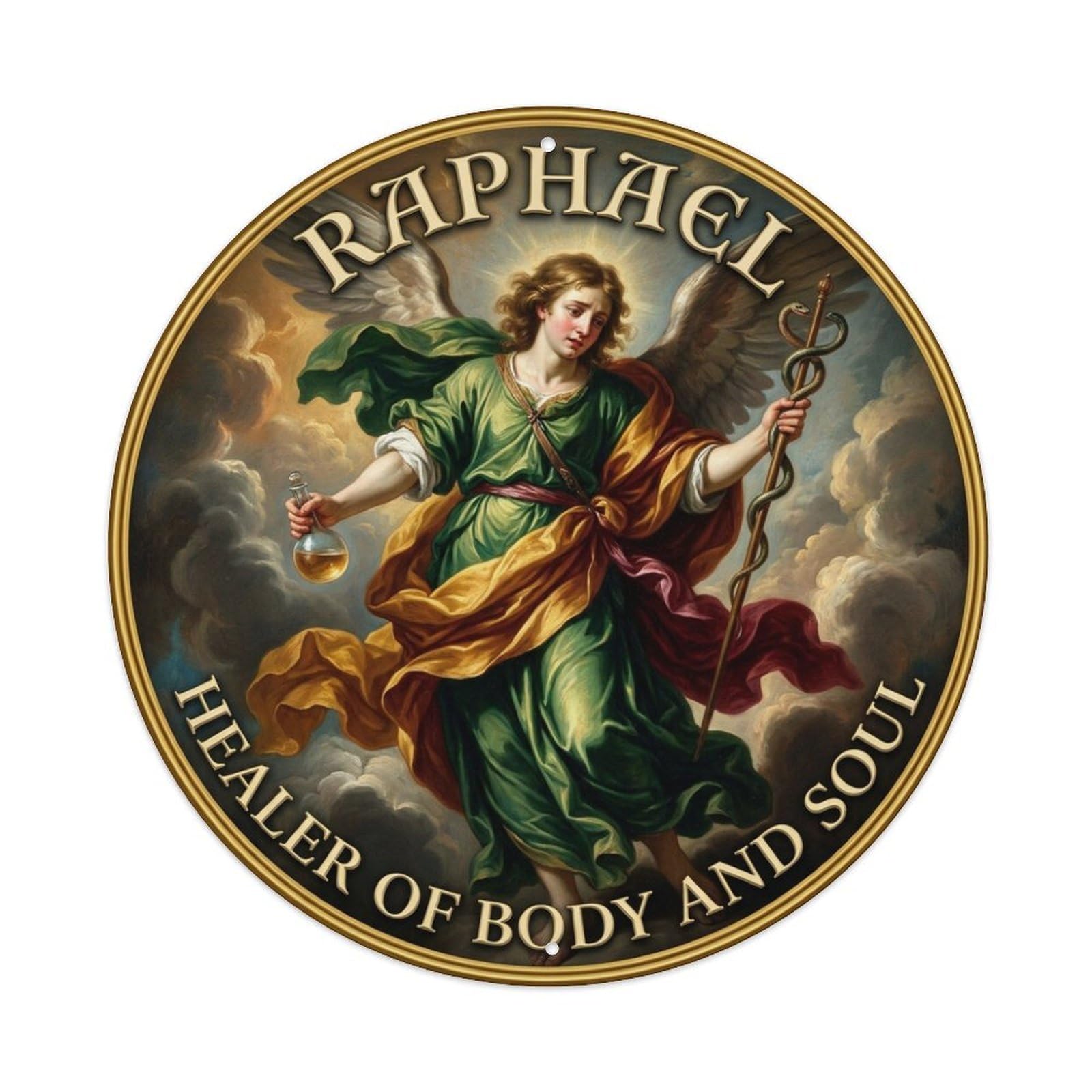 Healer of Body And Soul Archangel Raphael Healing Metal Tin Sign