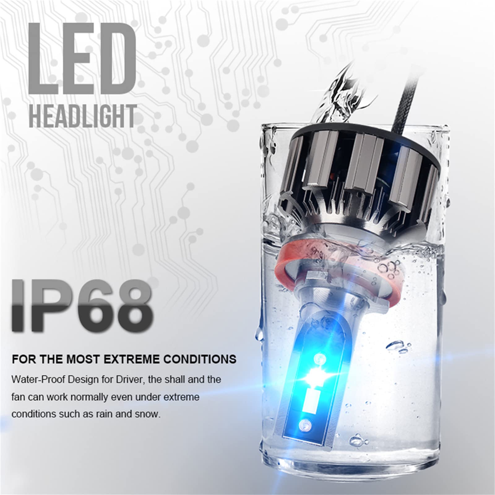 Bombillas LED RGB Para Faros Delanteros, 80 W, 7600 Lúmenes, Faros Delanteros LED Brillantes, 6000 K, Blanco Frío, Kit De Conversión De Faros LED IP68 A Prueba De Agua, Paquete De 2,H4