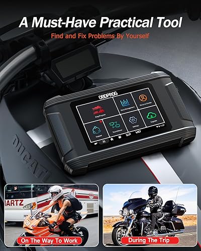 Miniatura 7 de OBDPROG Moto 100 Herramienta de diagnóstico de motocicleta – Escáner OBD2 de motocicleta de sistema completo para Harley, Honda, Yamaha, Indian,