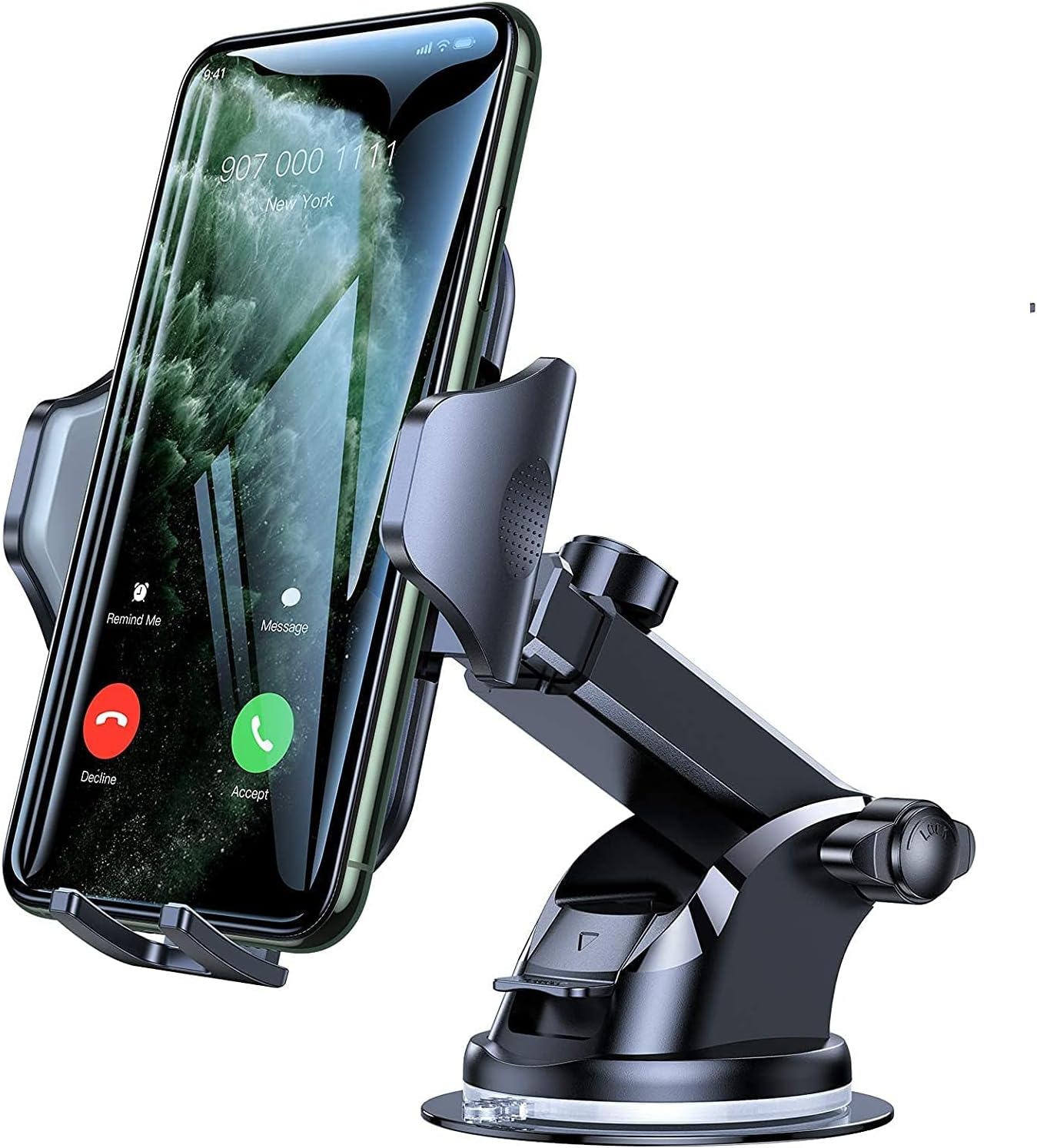 SKYCELL Car Mount Adjustable Car Phone Holder Universal Long Arm, Windshield for Smartphones - Black