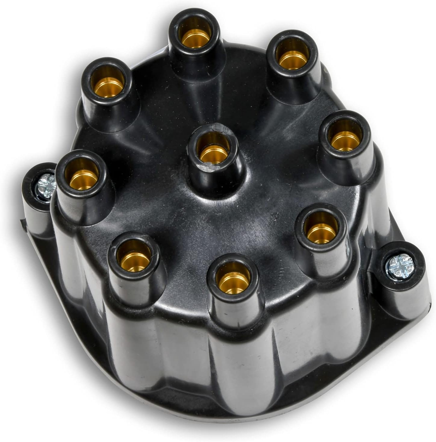 PerTronix Flame-Thrower Billet Electronic Ignition Distributor with Ignitor II - Plug and Play Distributor for Ford Small Block Engines, Vacuum Advance, Black Female Cap - D130700