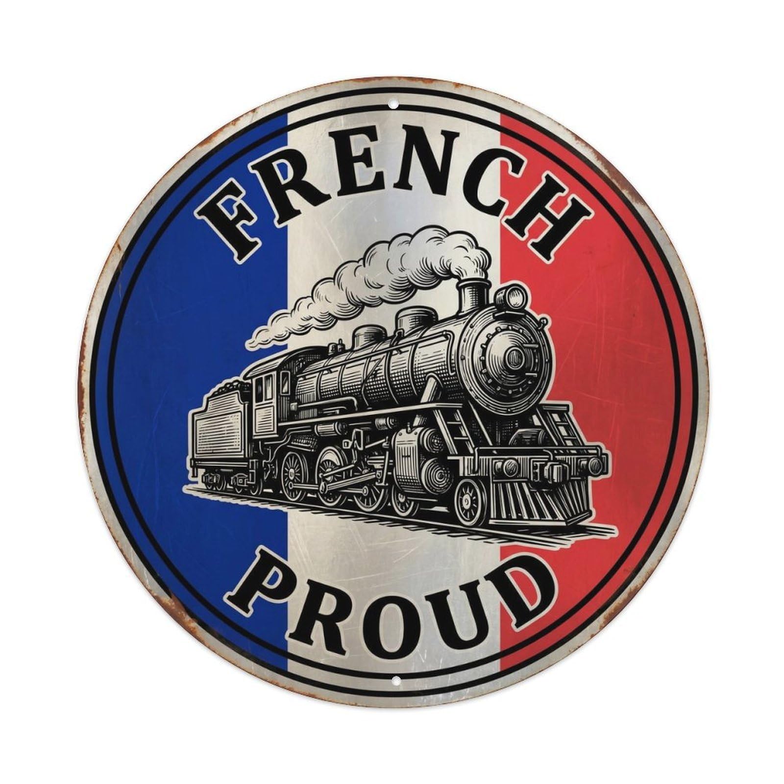 Olhnbad Style French Proud Train Locomotive Transport Heritage Emblem Metal Tin Sign