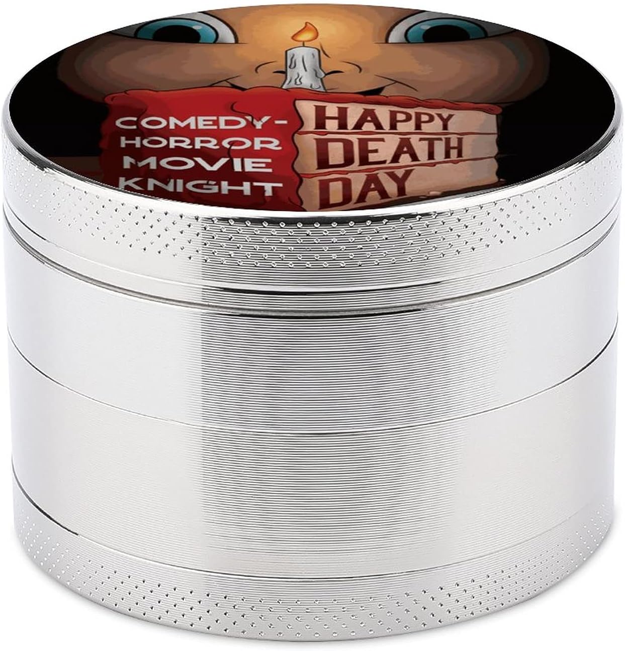 グラインダー コンパクト 煙草グラインダ クリアランスsale 期間限定 ハッピー デス デイ ハーブグラインダー たばこミキサー 携帯用 手巻き 花粉キャッチャー付き ４層 ヘラ付き スパイスミル ミキサー 刻み研磨機