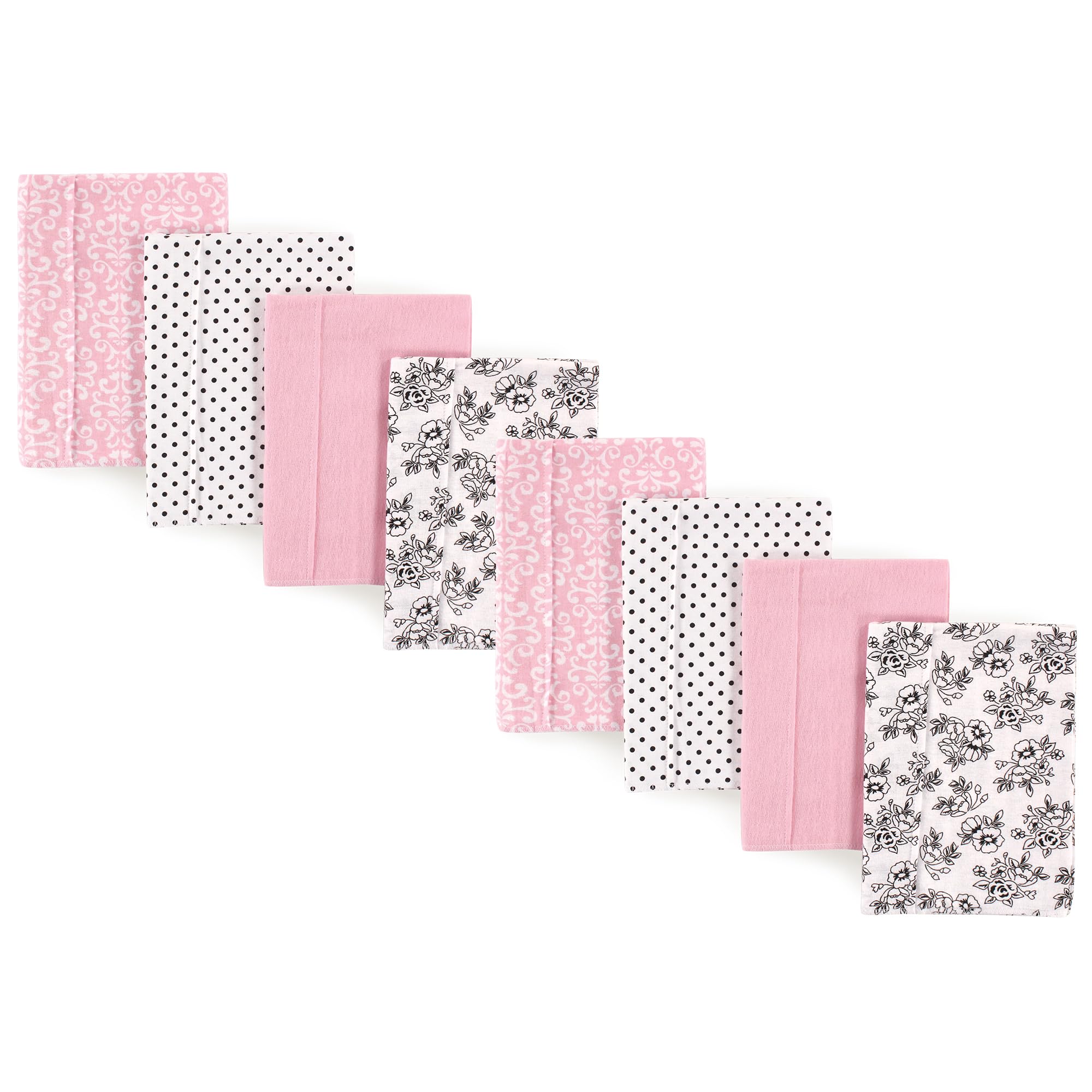 Hudson Baby Cotton Poly Flannel Burp Cloths Multipack, Toile 8-Pack, One Size