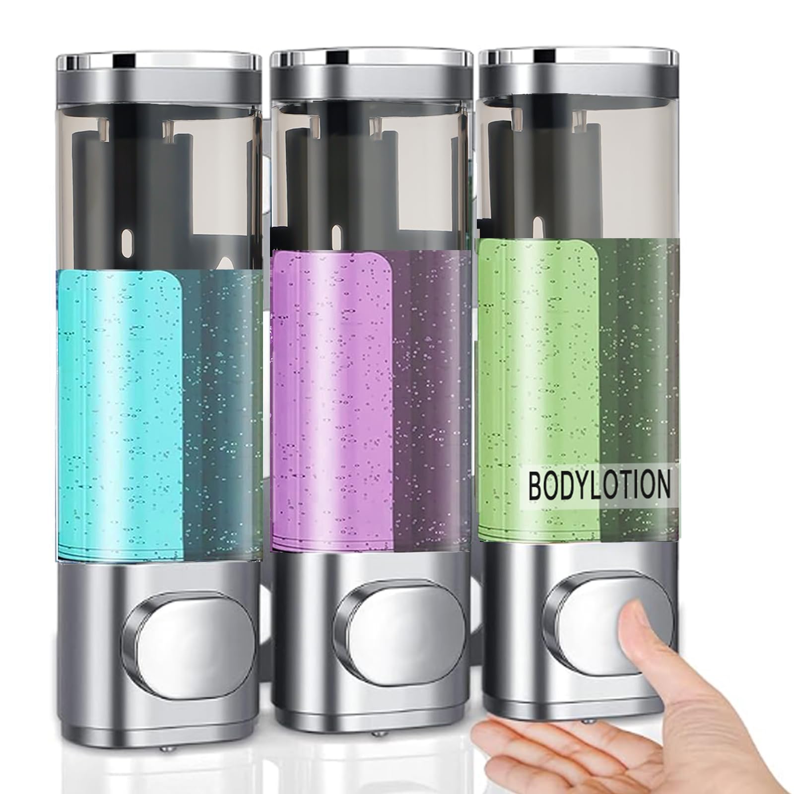 3イン1 シャンプー&コンディショナーディスペンサー 大容量 壁取り付け Amazon｜シャンプー&コンディショナーディスペンサー、シャワーソープ