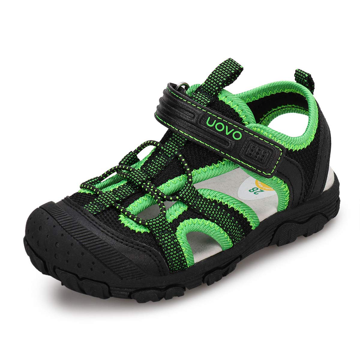 Sandalias de niños de puntera cerrada para senderismo, atletismo, playa, verano, para niños, secado rápido, de Uovo., Negro (Verde/Negro2), 30 EU