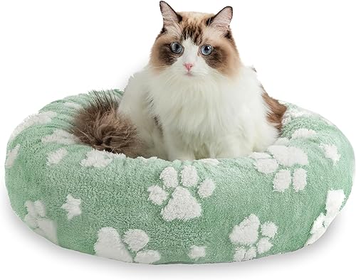 Camas en forma de dona para perros pequeños, camas redondas relajantes para gatos de interior, bonita cama para mascotas con textura 3D con patas