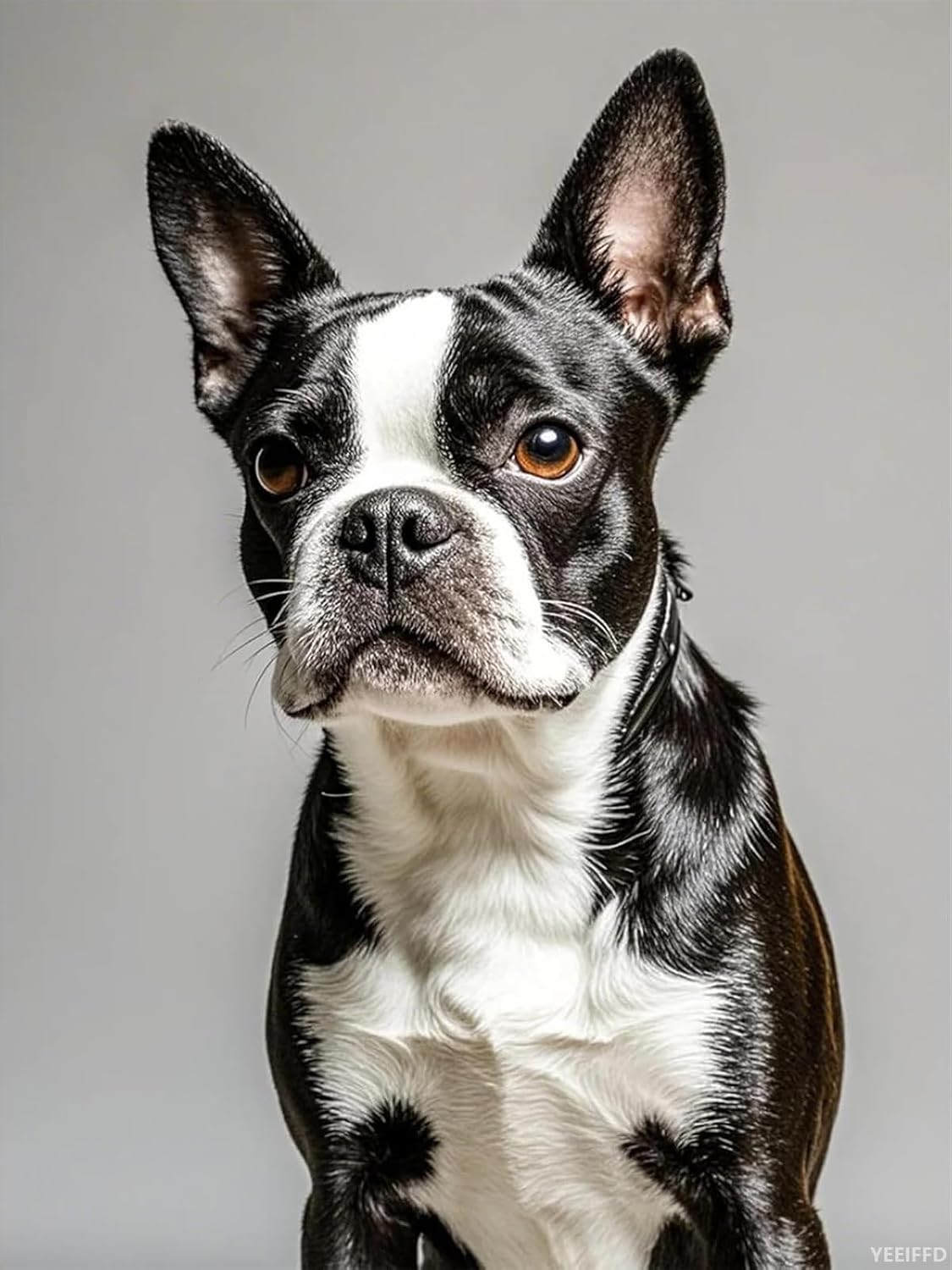 5D Diamond Painting Black and White Boston Terrier Diamond Art DIY Kits Full Round Drill Rhinestone Crystal by Number Embroidery Arts and Crafts for Living Room Bedroom Home Wall Decor 12x16 inch