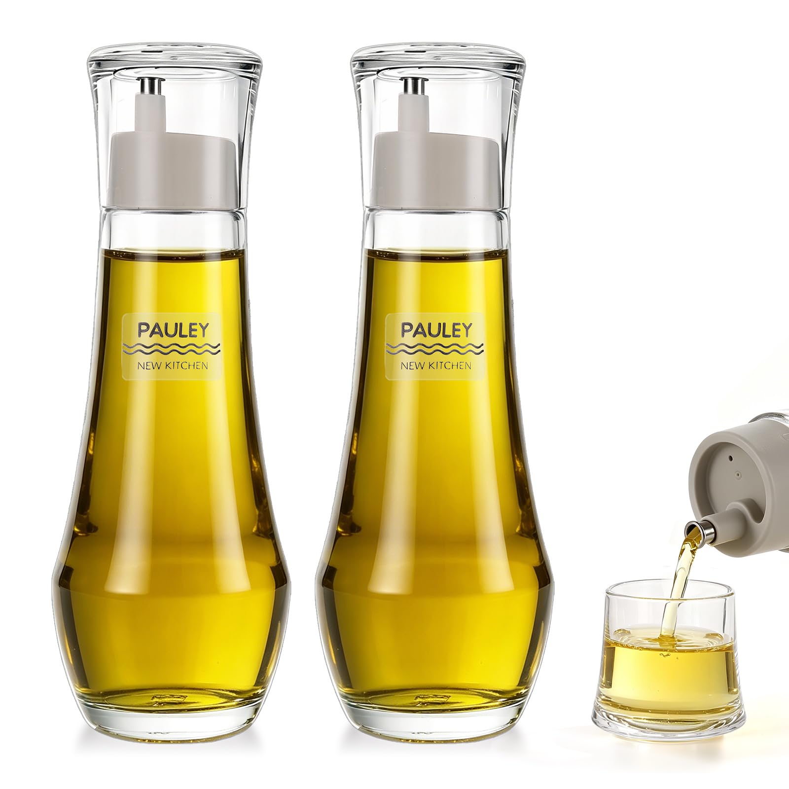 Swylexn 4Pcs Olive Oil Dispenser Bottle, 260ml Olive Oil Bottle for Kitchen, Cooking Oil Dispenser Glass, Oil and Vinegar Dispenser Set, Soy Sauce Dispenser, Oil Container, Vinegar Bottles for Table