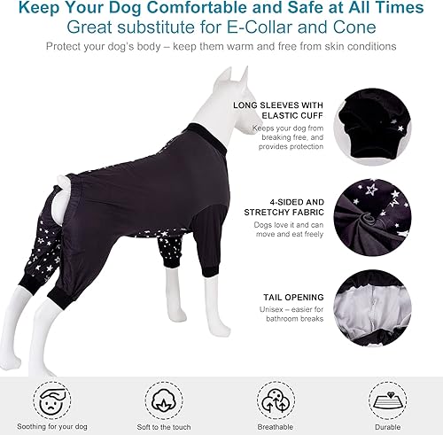 Miniatura 10 de LovinPet Pijama para perro talla XXL  Estampado de nieve espacial, pijama ligero para cachorros grandes, pijama de cobertura completa para perro,