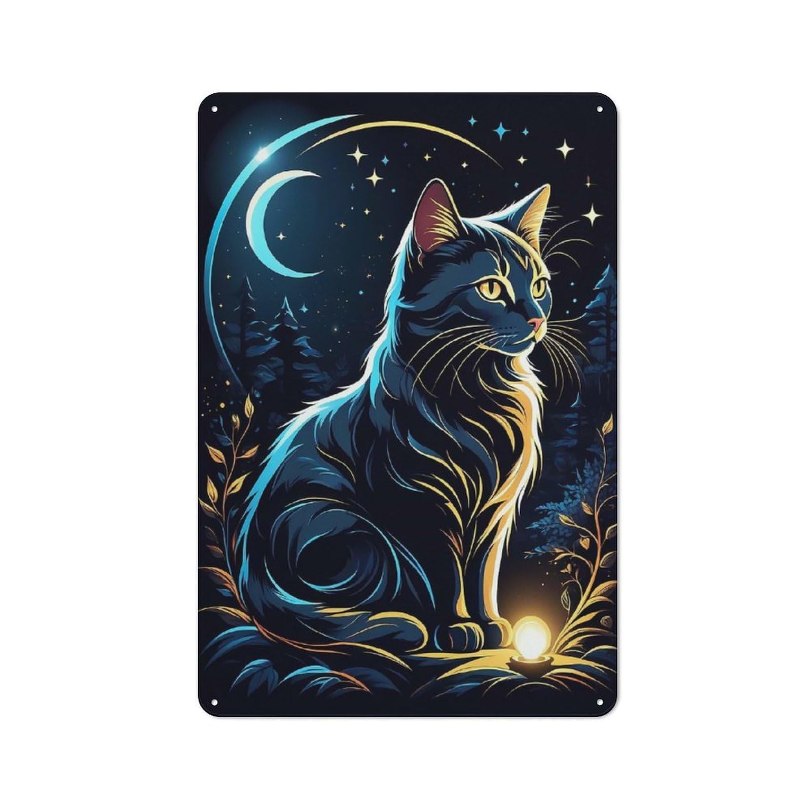 Junmoney Mystical Cat Rustic Metal Sign 30X20cm For Kitchen Or Home Bar, Gift For Kitchen Decor Lovers During The Christmas Season