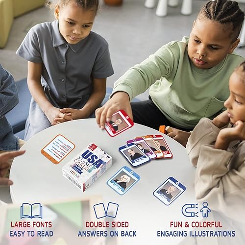 Miniatura 5 de Merka Tarjetas didácticas de Presidentes y Capitales Estatales de Estados Unidos, paquete de 96, multicolor, 3.5 x 2.5 pulgadas, tarjetas didácticas