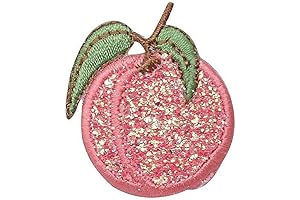 Sparkle Peach, Glitter Fruit, Embroidered, DIY Princess Patch