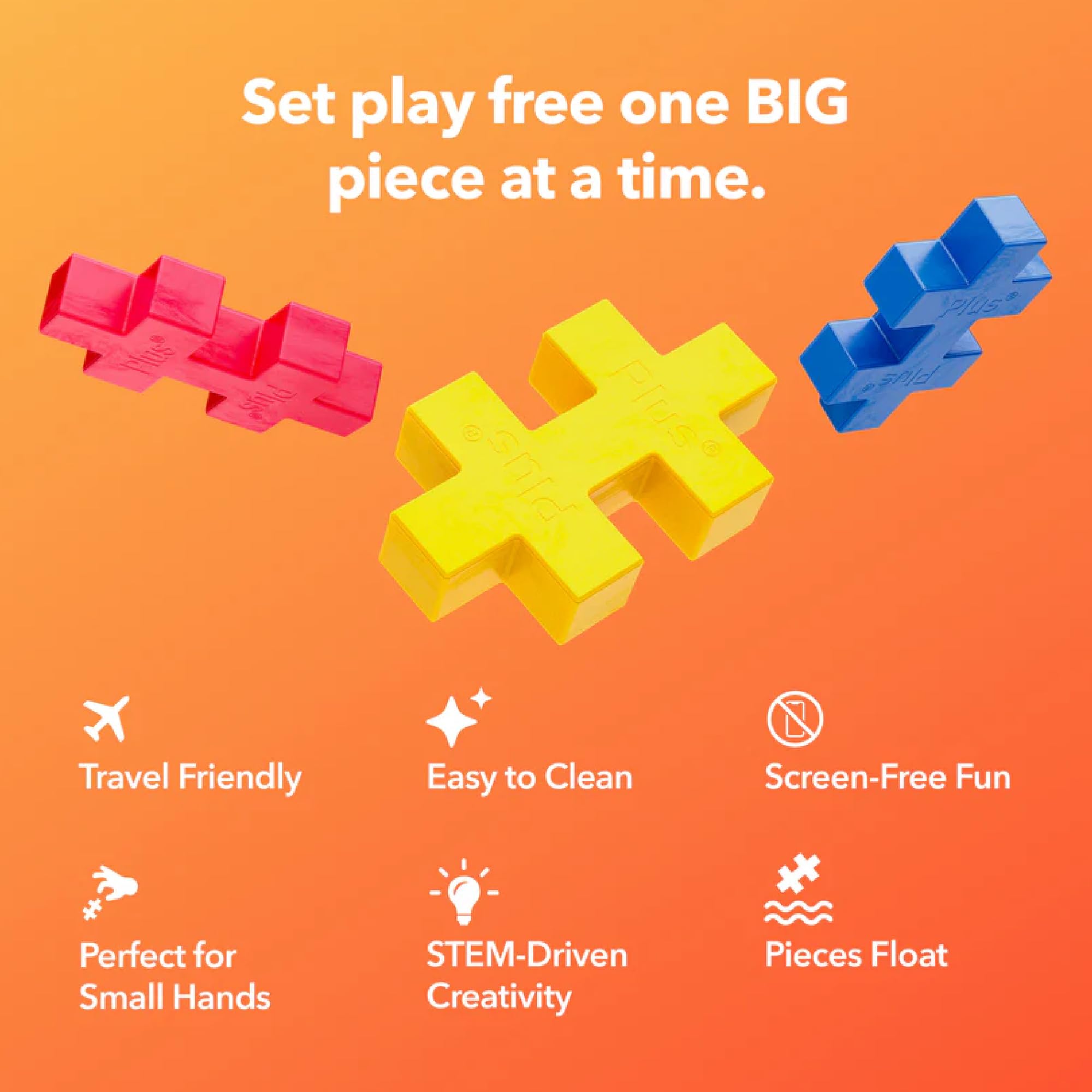 PLUS PLUS Big Make & GO 29 Pieces Construction Building Stem/Steam Toy, Interlocking Large Puzzle Blocks For Toddlers And Preschool