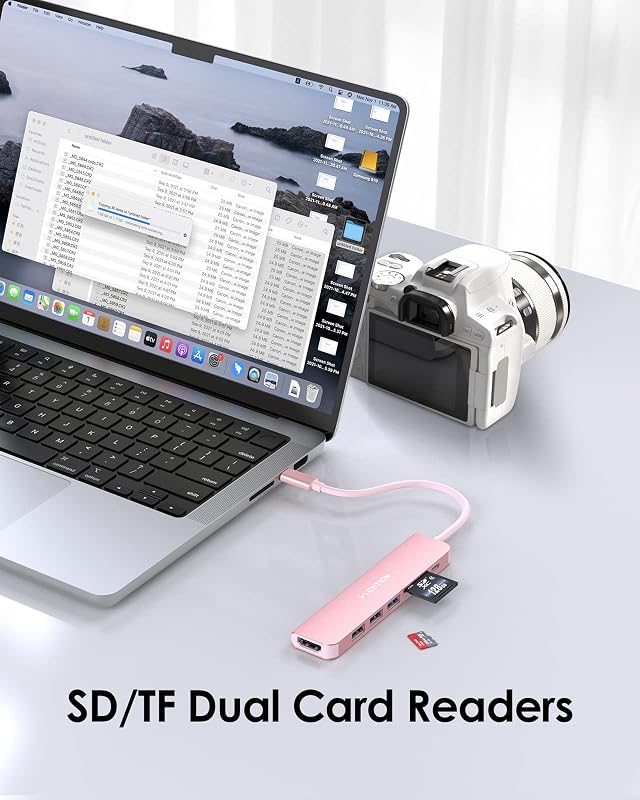 LENTION USB C Hub 7 az 1-ben - 100W PD Töltés, 4K HDMI, SD/TF Kártyaolvasó, USB 3.0 - MacBook Pro/Air, iPhone 16/15 Kompatibilis Adapter, Ró