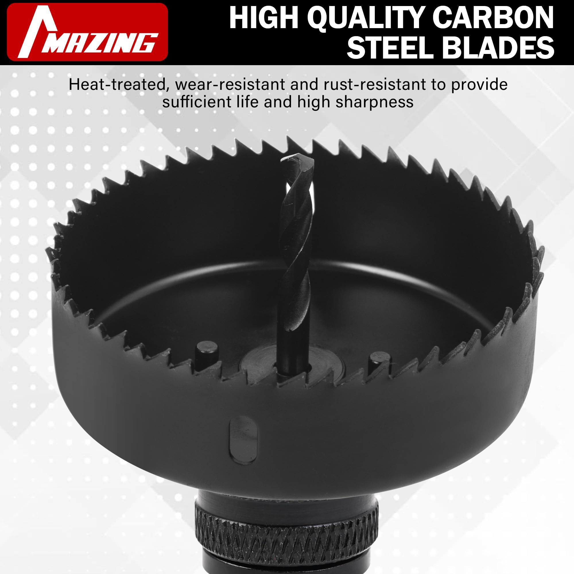 MAZING Juego de 19 sierras perforadoras con hojas de sierra de 19 mm a 127 mm, mandriles, placa de instalación, brocas, llave hexagonal y funda, ideal para paneles de yeso, madera blanda, madera