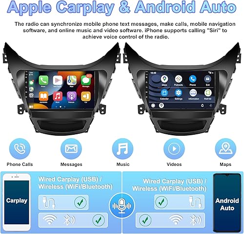 Miniatura 3 de 2+32G Android 11 Car Stereo para Hyundai Elantra 2011 2012 2013 con Apple Carplay Android Auto reproductor multimedia 9 pulgadas pantalla táctil