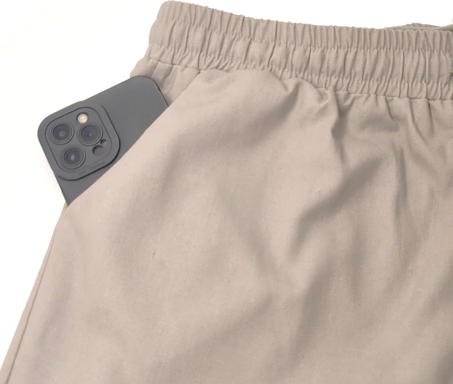 Womens Linen Pants with Pockets High Waist Comfy White Casual Pants Lightweight Loose Trousers - Image 4