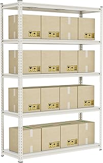 WWI Storage Shelves Metal Shelves Steel Rack 180cm Five Layers Metal Rack Metal Rack Height Adjustable Rack (WHITE
