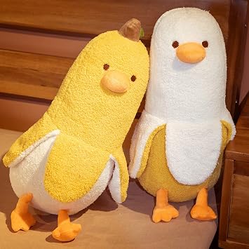 Banana Duck Plush Toy 35.5'',Cute Plushies Big Banana Stuffed Animal,Duck Plushie Long Plush Pillow,Funny Hugging Pillow Sleeping Cushion Soft Gifts for Boys Girls Birthday Christmas(Yellow)