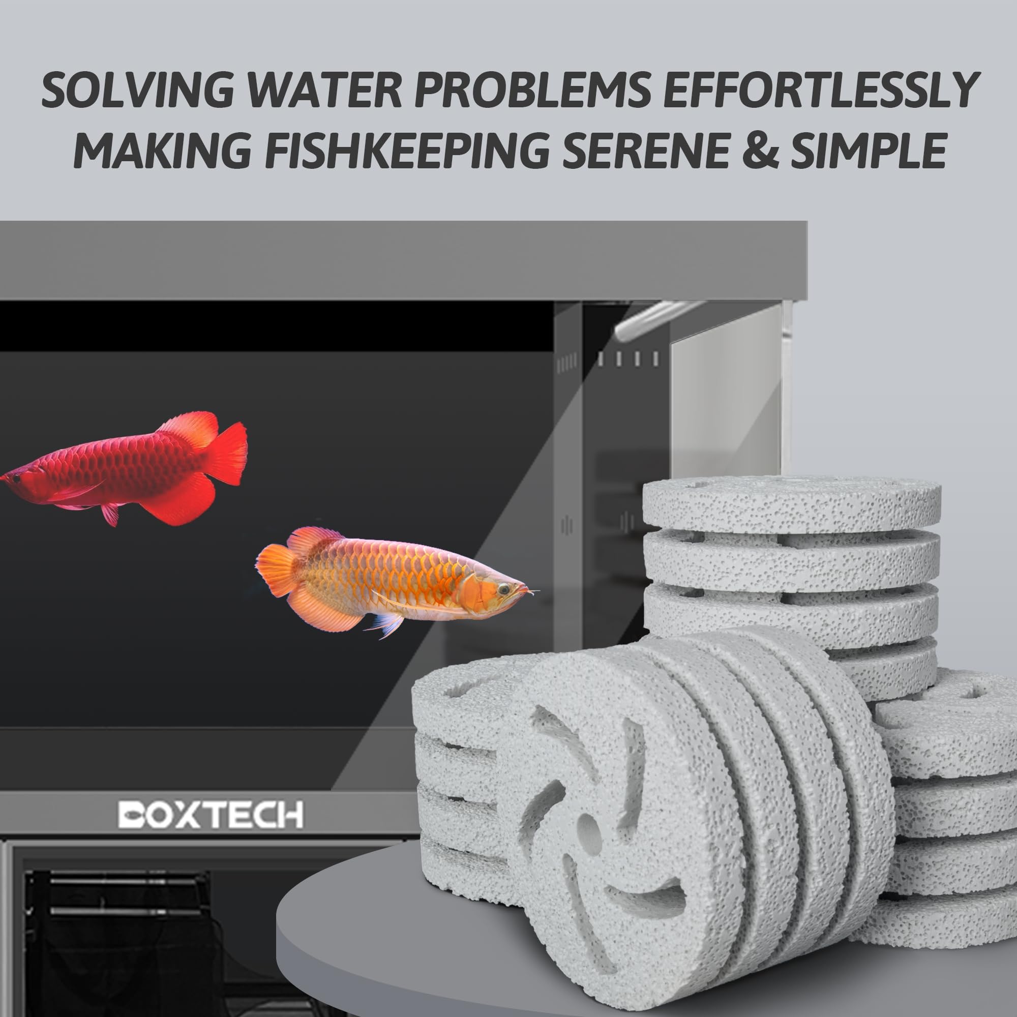 boxtech Lot de 12 blocs de médias biologiques en céramique - Filtre autonettoyant pour aquarium - Améliore la clarté de l'eau et la croissance bactérienne