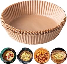 100 Pieces Parchment Paper Lining for Air Fryer, Disposable Paper Liner for Air Fryer, Baking Paper for Pans, Oven and Hot Air Fryer (Brown 100 Pieces)