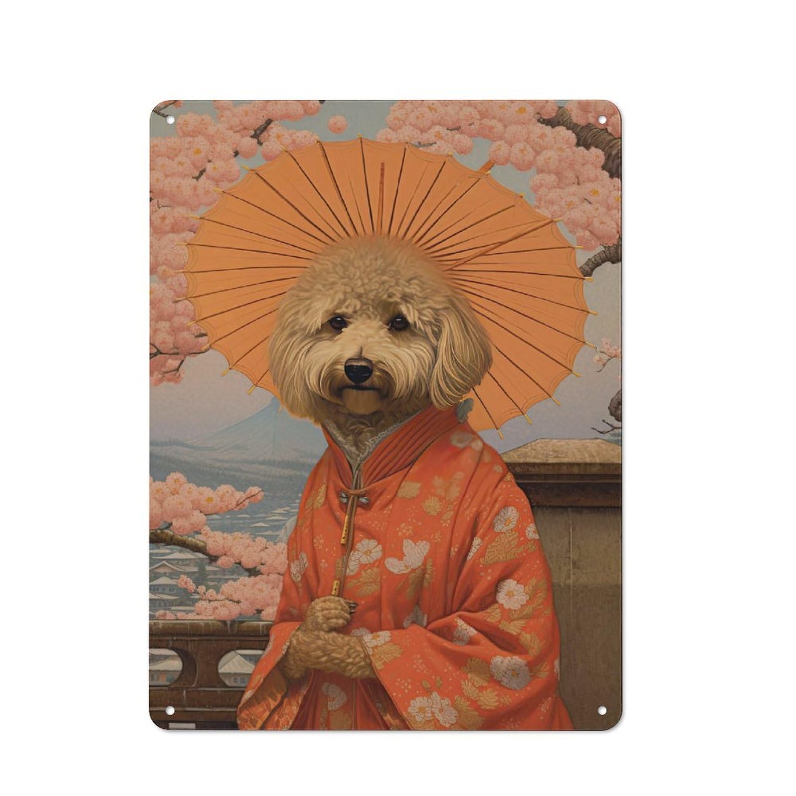 Junmoney Style-9 Bistro Style Goldendoodle Geisha Tin Wall Sign 40X30cm, Shop Wall Decor For Takeaway, Bar, Kitchen Or Counter Area