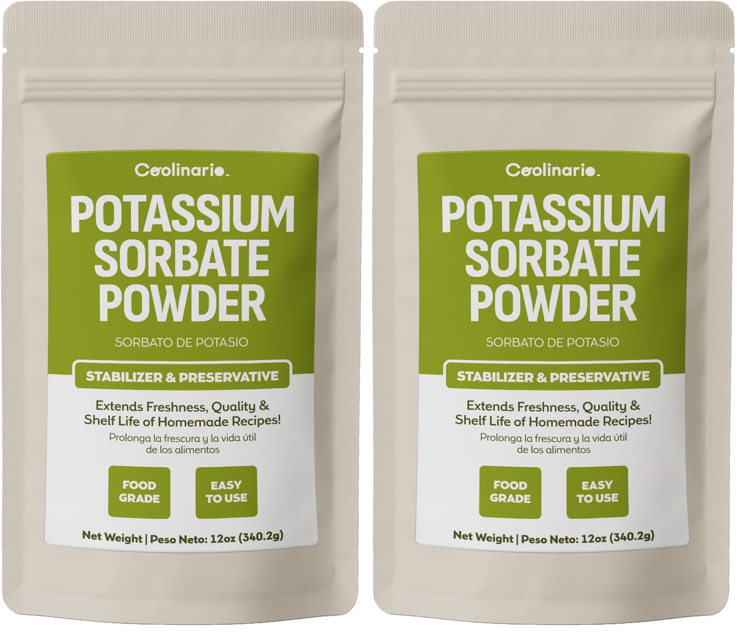Coolinario Potassium Sorbate (12 Oz) Food Grade Preservative (Pack of 2) 12 Ounce (Pack of 2)