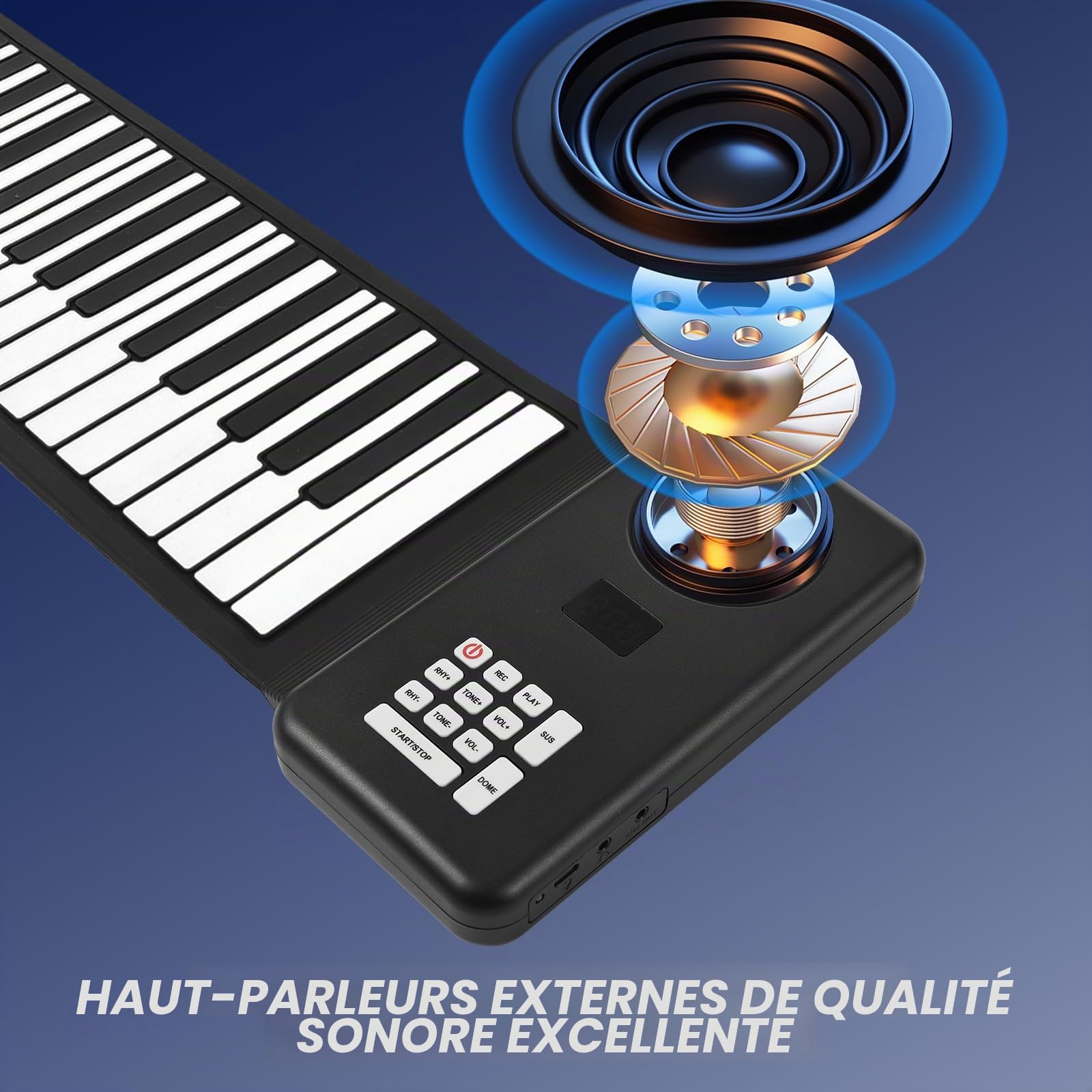 Btuty 88 Touches Clavier Piano Électronique Pliable Silicone Environnemental Studio À La Maison Professionnel Sans Haut-parleur