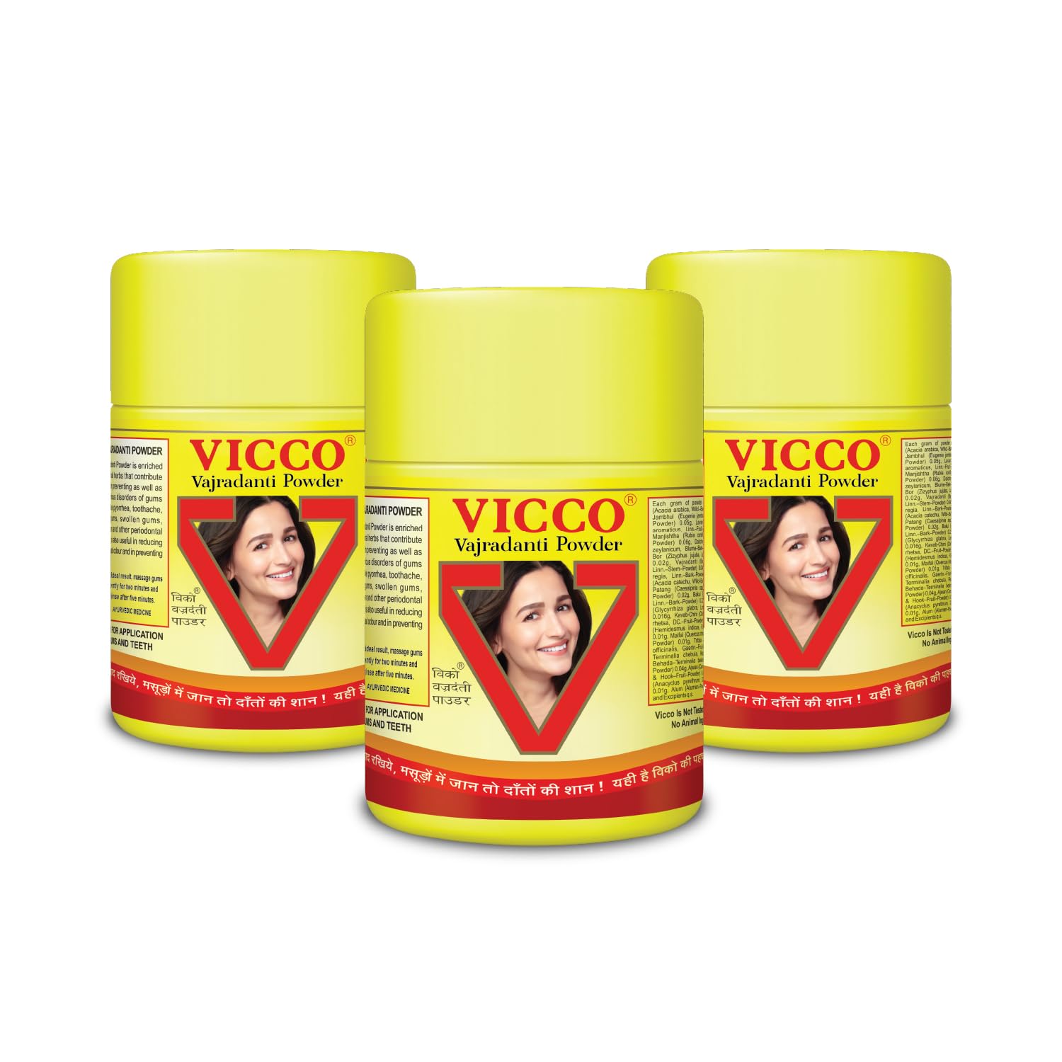 VICCO Vajradanti Ayurvedic Tooth Powder for Strong Teeth & Healthy Gums | Herbal Oral Care with 20 Essential Herbs | No Fluoride | Natural Dental Hygiene Solution - 100g Each (Pack of 3)-image-8