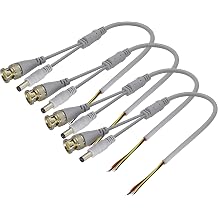 BNC DC Video G  Kablosu BNC ve DC Erkek -  plak Tel A k U lu Konnekt r Adapt r  Uzatma G  Kablosu CCTV G zetim DVR Kamera  zleme Sistemi Onar m Kablosu [0.3M/0.9Ft-4 Adet]