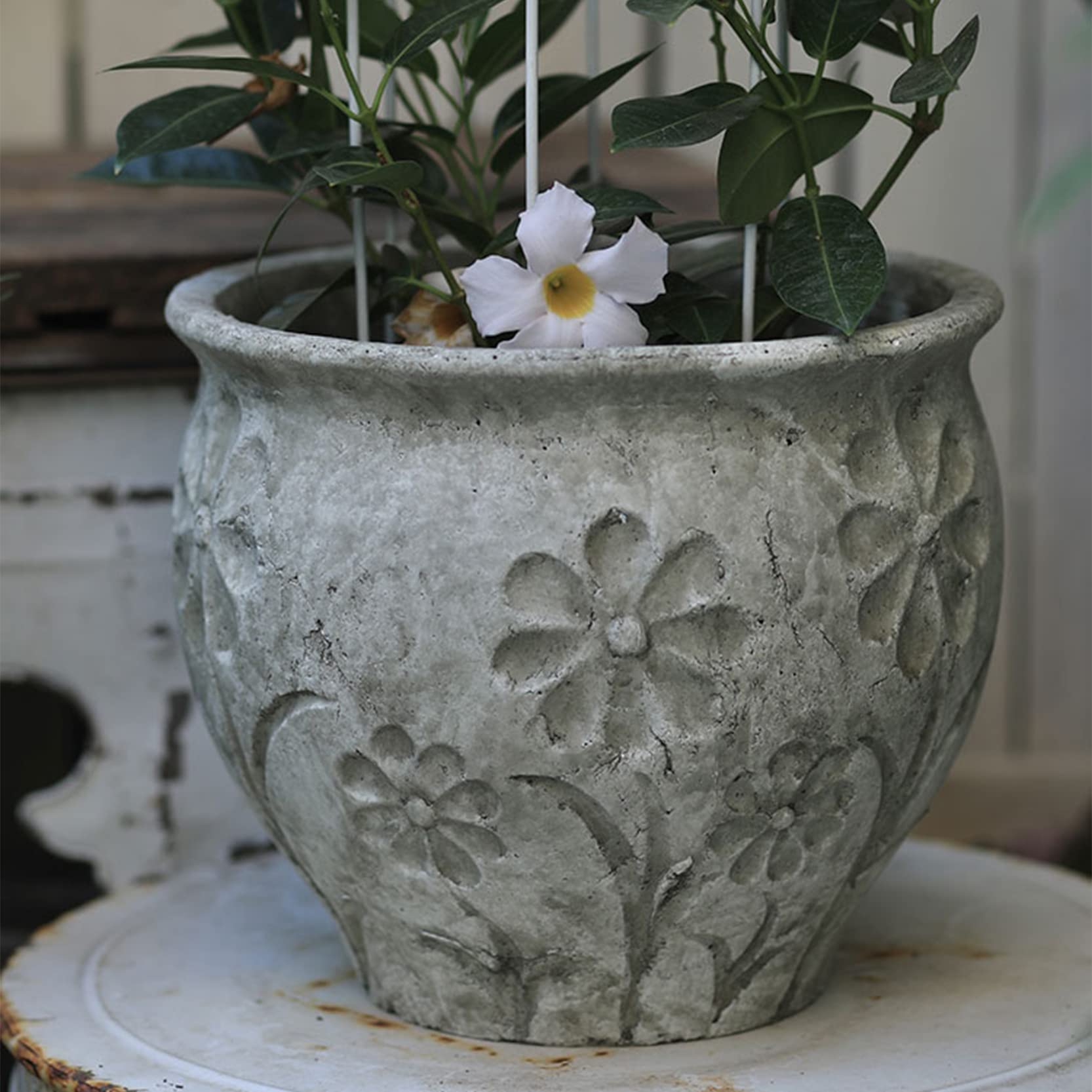 WABMJGW Blumentöpfe Outdoor Groß Durchmesser 11.02 in/28 cm,ROUG Pottery Blumentöpfe Garten Pflanzgefäß Vintage Distressed Style für Veranda