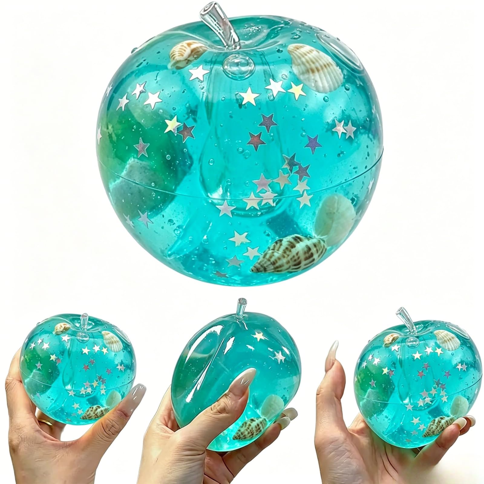 Realistic Pink Apple Squishy Fruit-Shaped Stress Ball, Soft Sensory Fidget Malt Sugar Balls Toys for Adults Stress Relief, Ideal for ADHD, Autism, Office Desk, Classroom & Party Favors (E1)