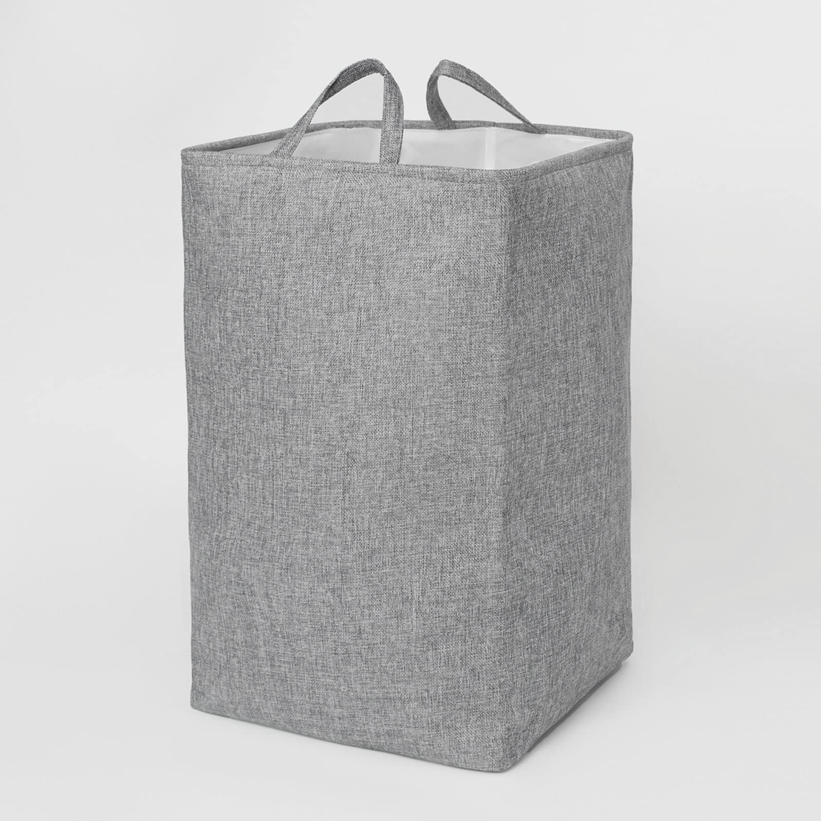Ohs Charcoal Grey Faux Linen Organisational Storage Handled Clothing Laundry Clothing Basket Bag 1Pc