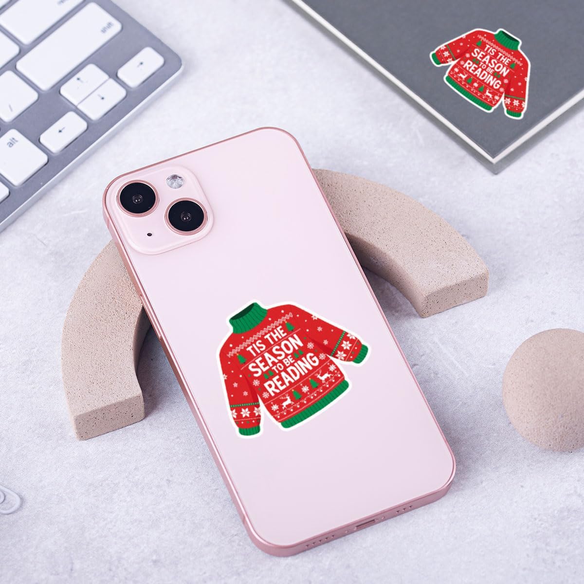 3 Pcs Christmas Sweater Sticker, Funny Ugly Sweater Vinyl Decal with Holiday Quote, Festive Christmas Sticker for Gifts, Laptops & Water Bottles image 5