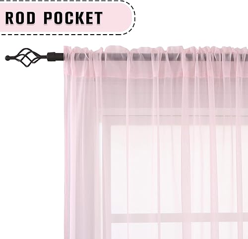 Miniatura 3 de KEQIAOSUOCAI Cortinas traslúcidas extralargas blancas de 144 pulgadas de largo para dormitorio, 2 pisos con bolsillo para barra, cortinas de gasa