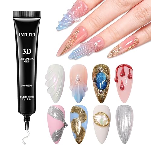 Imtiti Gel para esculpir arte de uñas 3D, 1 tubo de 0.5 fl oz, adecuado para diseño de uñas, tallado de uñas