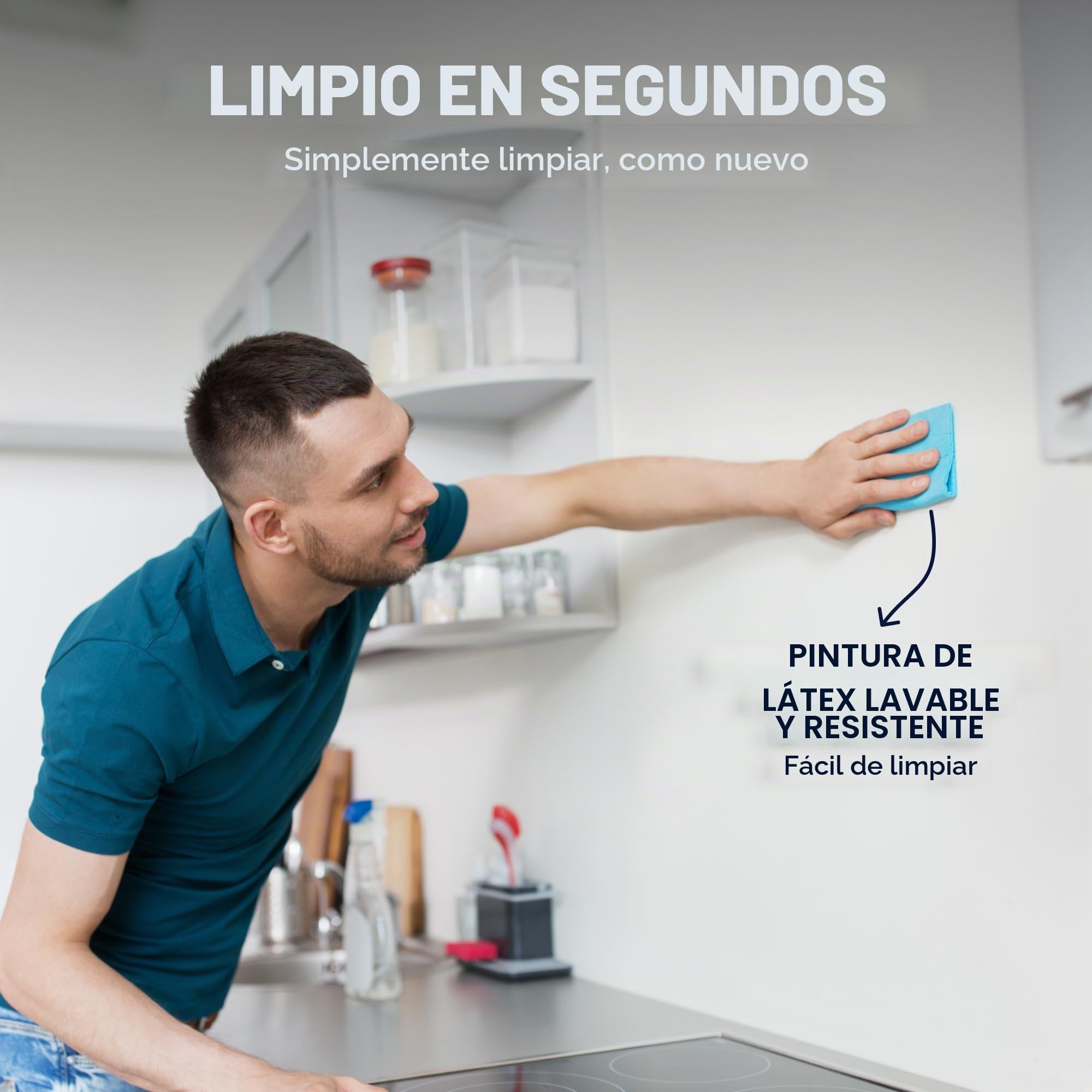 Plid® Pintura de látex blanco satinado [10L] – Pintura lavable para interior de cocina y baño – Pintura de látex lavable fácil de limpiar y no barro – lavable no llena