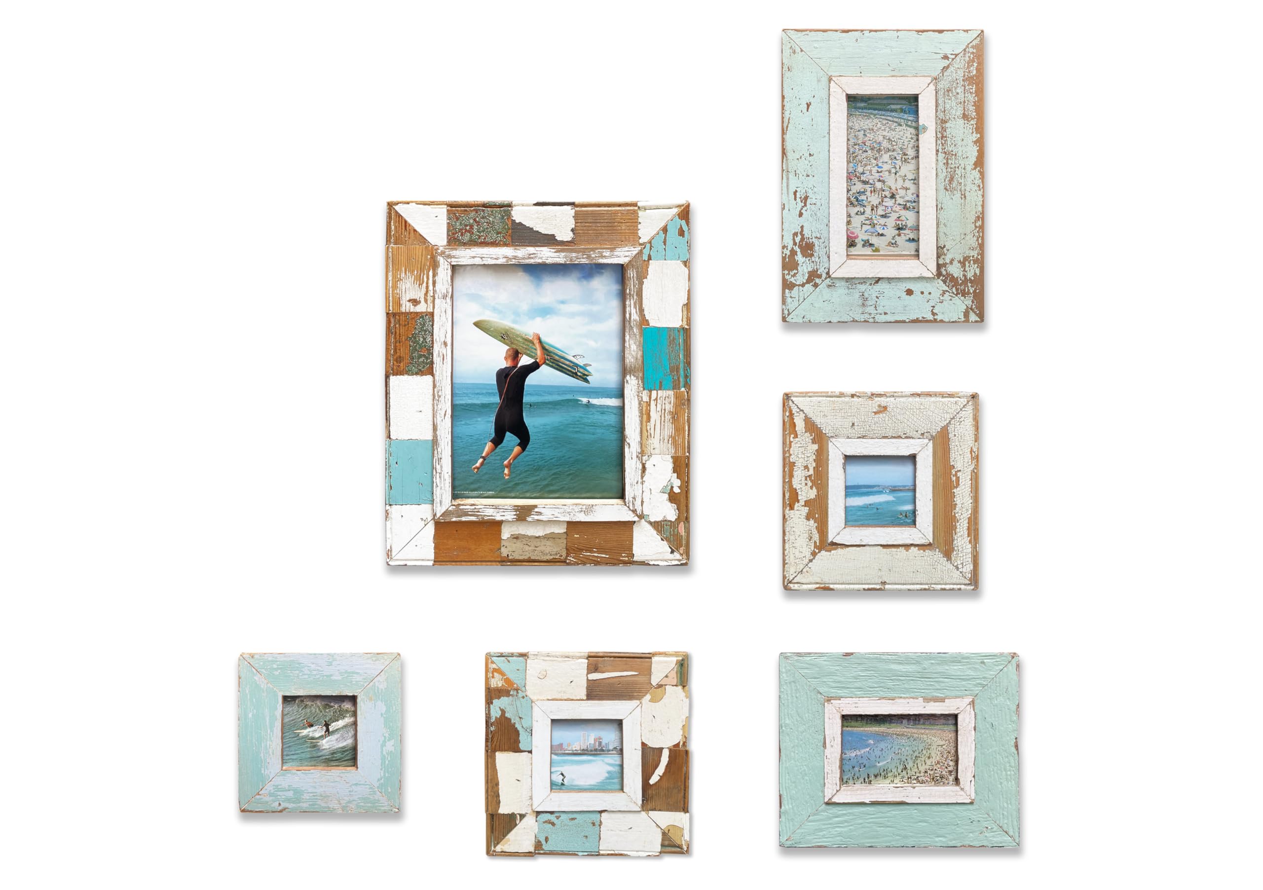 Cadres en bois vintage style marin pour relooker un salon de bord de mer