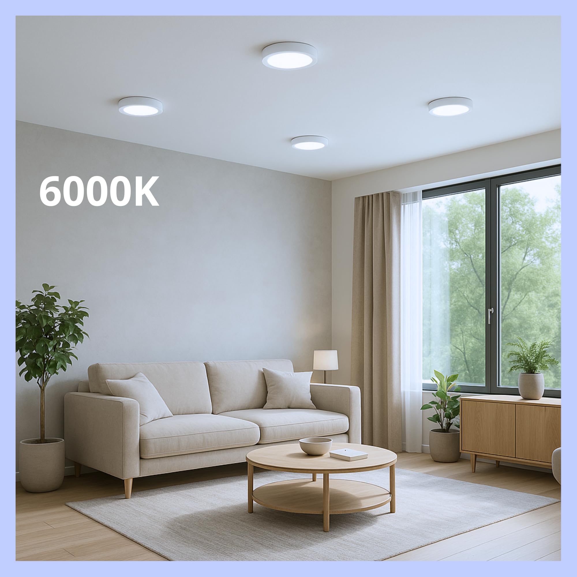 JANDEI - 2 x Downlights LED 18W, de Surface, Ronde (équivalent à 140W), Jante Blanche Mate en Aluminium (Blanc Froid 6000K). Parfait pour les Salons, Cuisines, Couloirs, Bureaux.