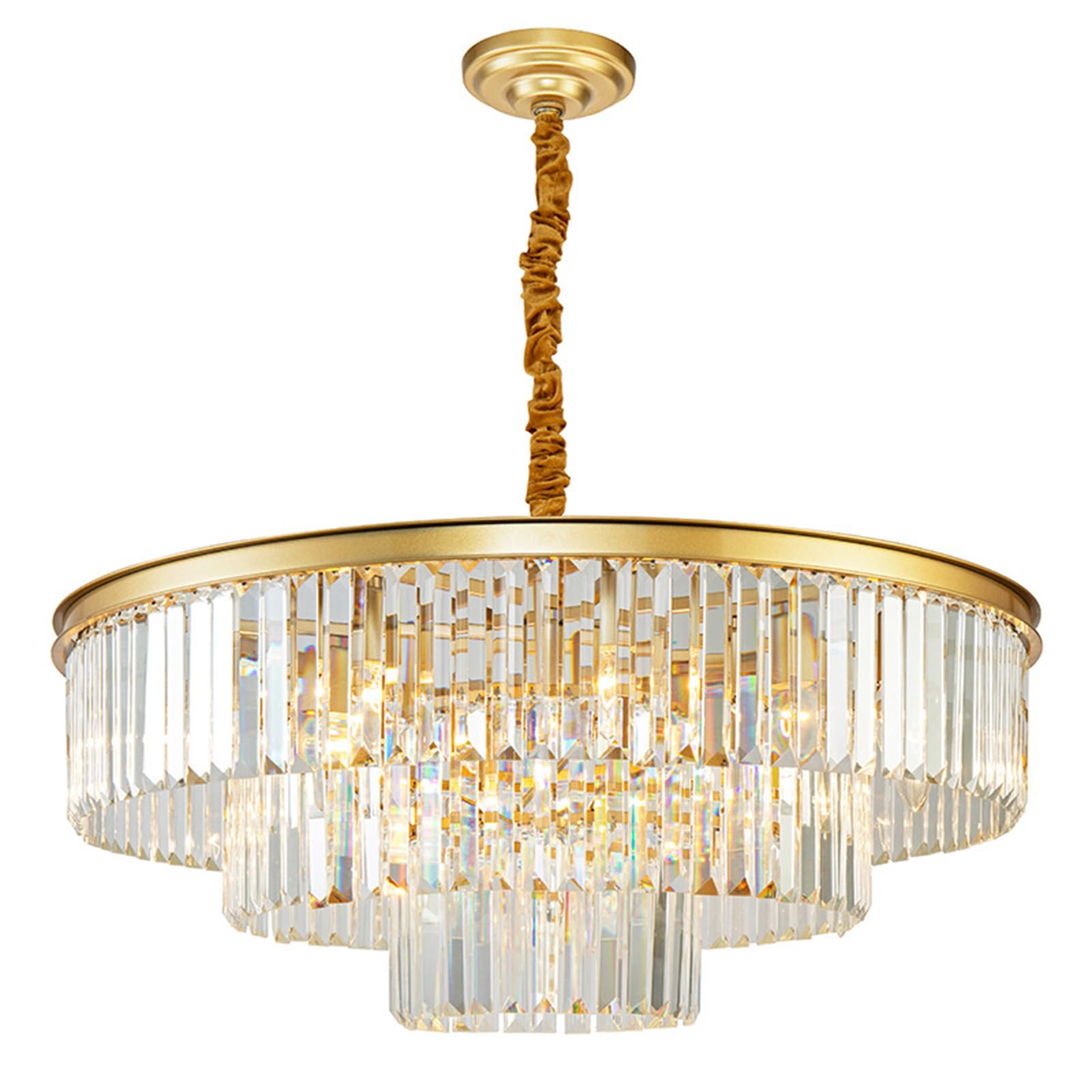 KXEcoLife Crystal Chandeliers for Dining Room Lights Fixtures, 12 Modern Contemporary Bedroom, 3-Tier Round Living Entryway Kitchen Island