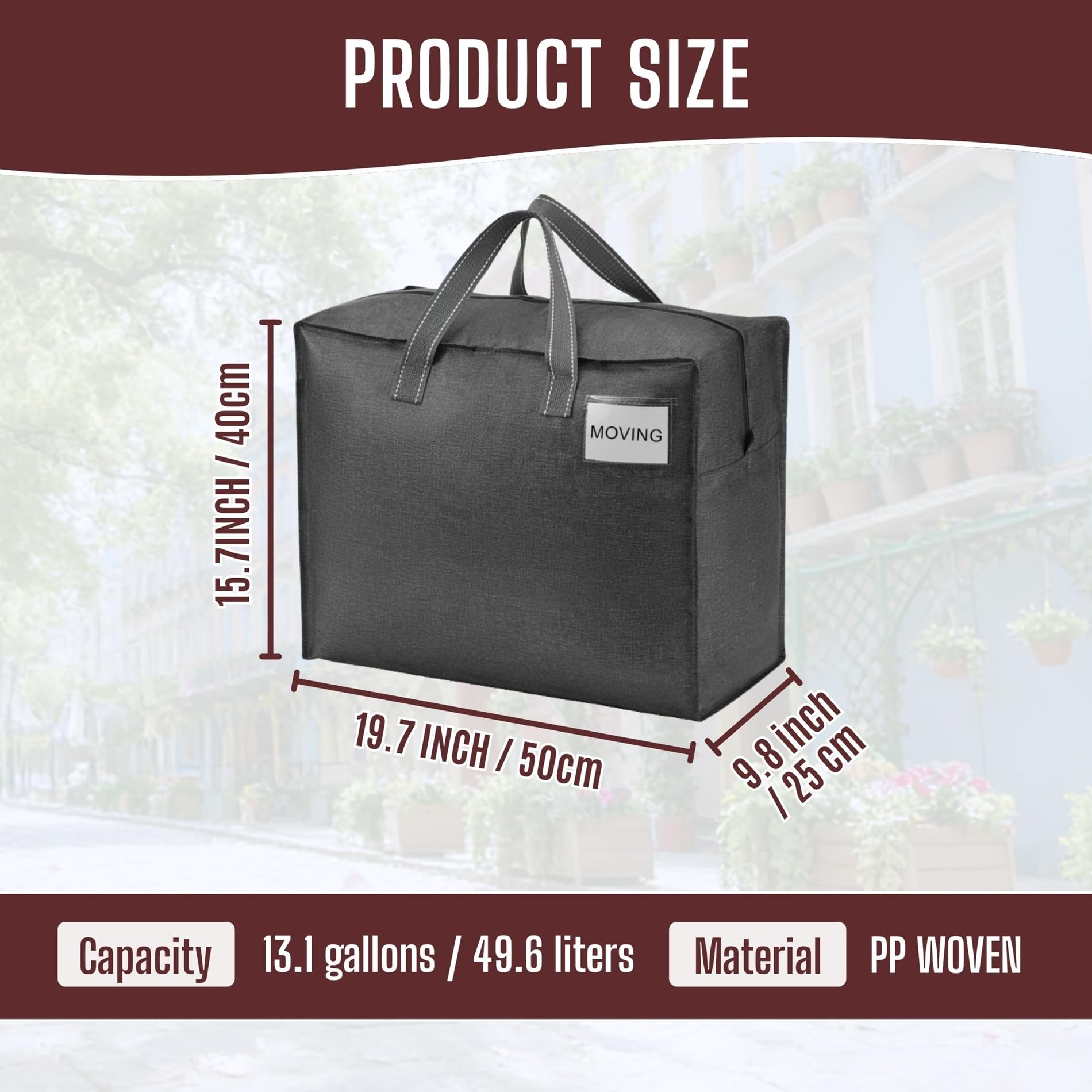 VENO 50 L Sac de Rangement Pliable, Sac Demenagement avec Étiquette Transparente, Rangement pour Vetements, Couette, Literie, Rangement Sous Lit et Voyages(S Noir, Lot de 4)