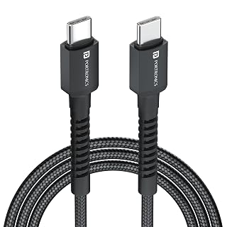 Portronics Konnect X 60W Unbreakable Nylon Braided Cable, 2M Fast Charging Cable For iPhone 15 Series, iPad, Samsung Galaxy (Black)